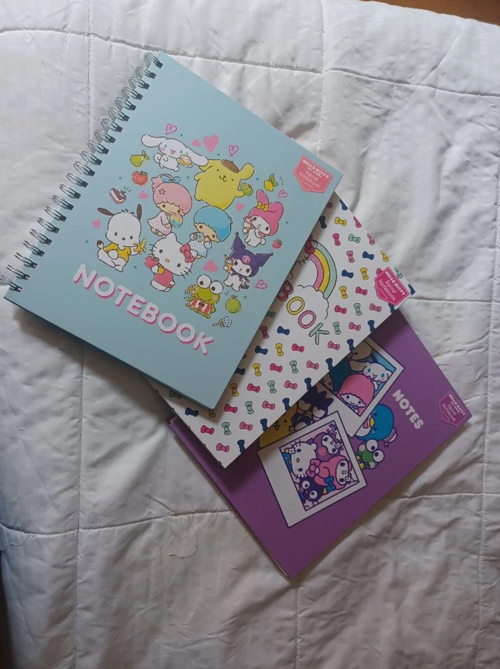 Hello Kitty And Friends Spiral Notebook Set - Light Blue, White, Purple Covers